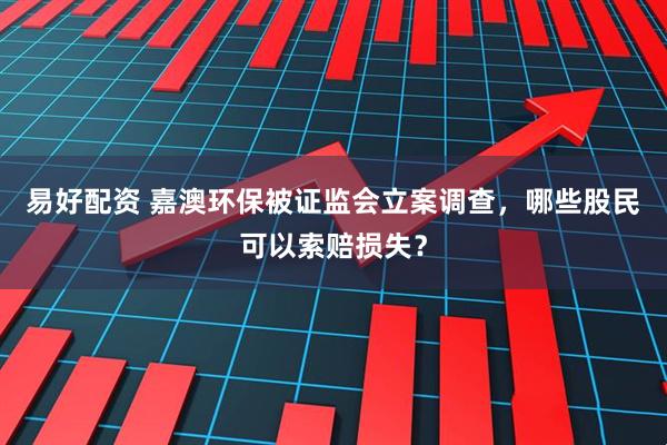 易好配资 嘉澳环保被证监会立案调查，哪些股民可以索赔损失？
