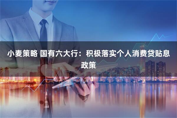 小麦策略 国有六大行：积极落实个人消费贷贴息政策